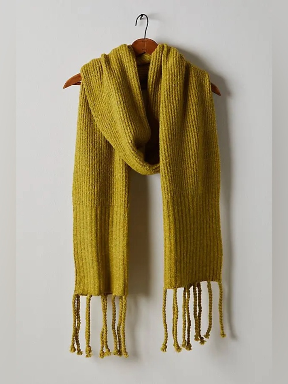 Free people hit the ground oversized chartreuse green scarf with fringe